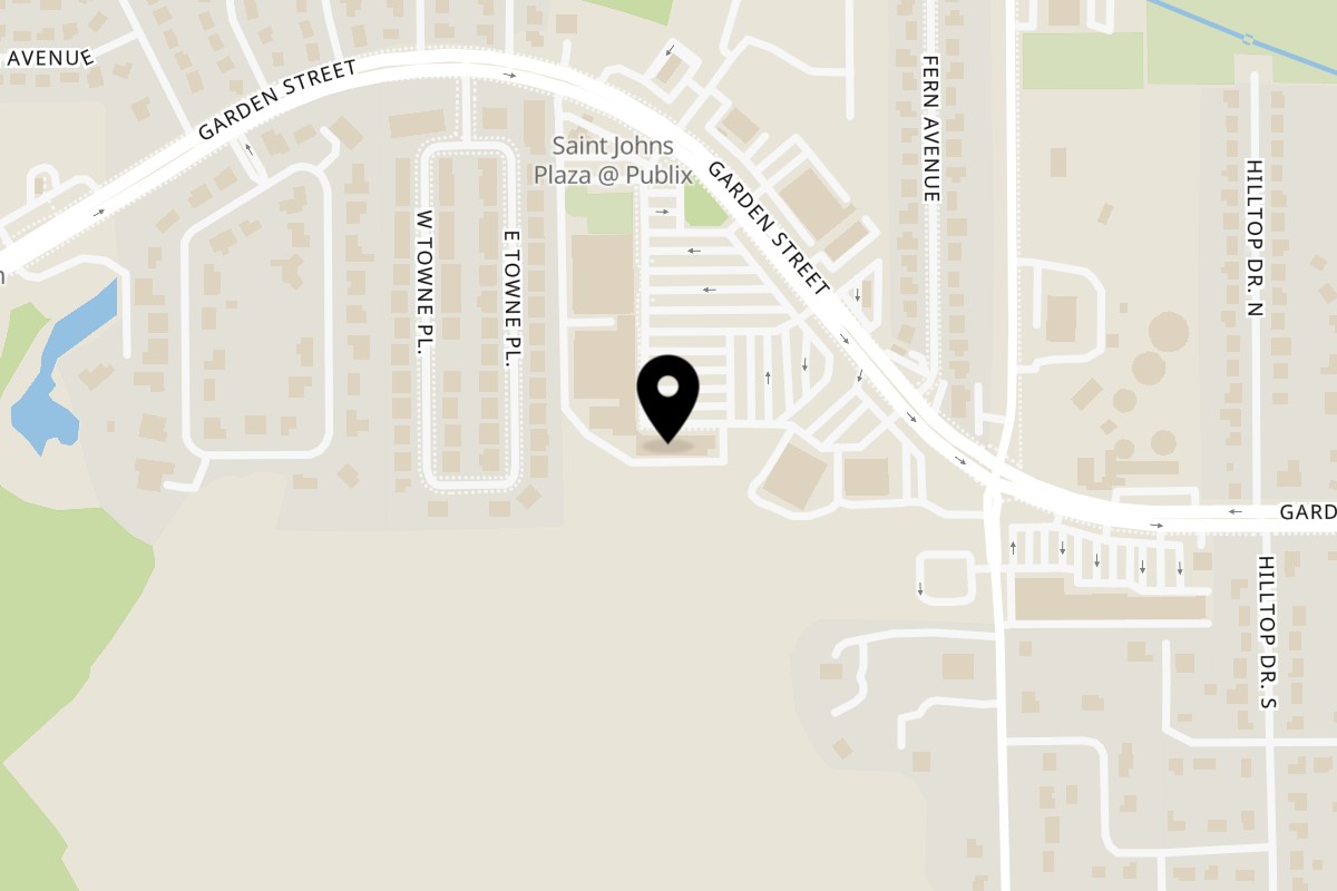 Map showing the location of Grumbley's Pizza on 3241 Garden St in Titusville